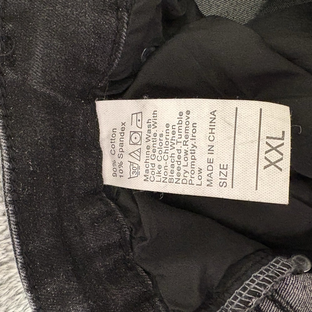 Black Distressed Skinny Jeans XXL Patches Graphic Streetwear Stretch Denim - Picture 7 of 12